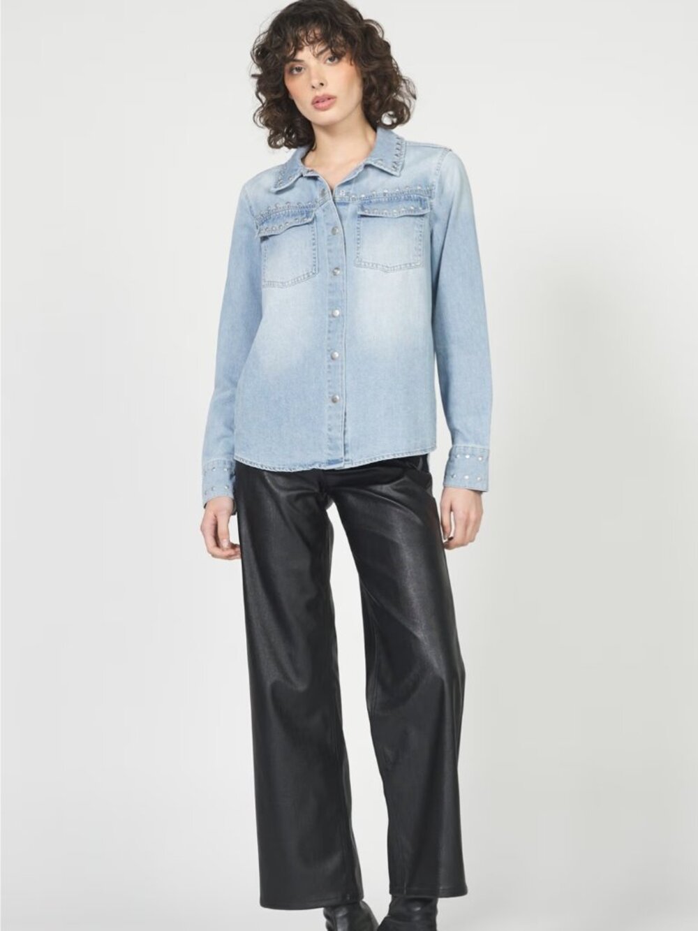 Dear John Star With Studs Button-up Shirt, Size Small